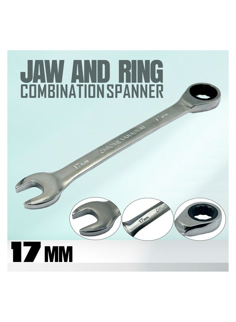 Jaw and Ring Combination Spanner Size:17mm Made From Chrome Vanadium Steel - Image 1