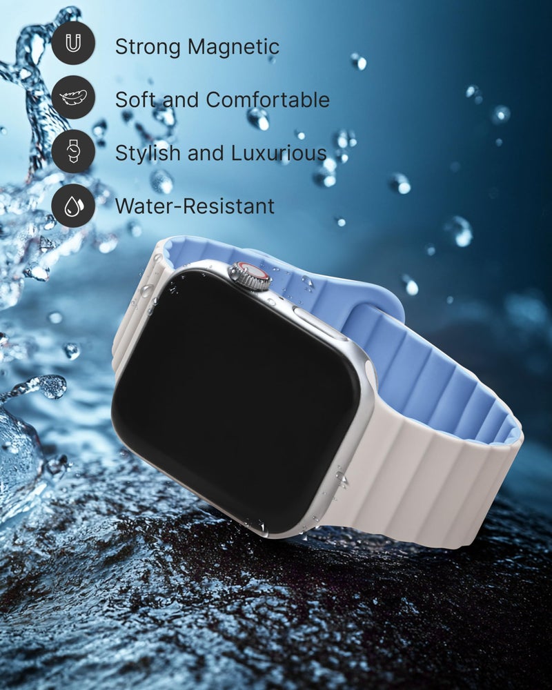 Fullmosa Magnetic Band Compatible with Apple Watch Strap 49mm 46mm 45mm 44mm 42mm(Series 3 2 1), Sport Bands for iWatch Ultra 3/2/1 SE3/SE2/SE Series 11 10 9 8 7 6 5 4 3 2 1,Lvory/Mist Blue[NO Watch] - Image 4