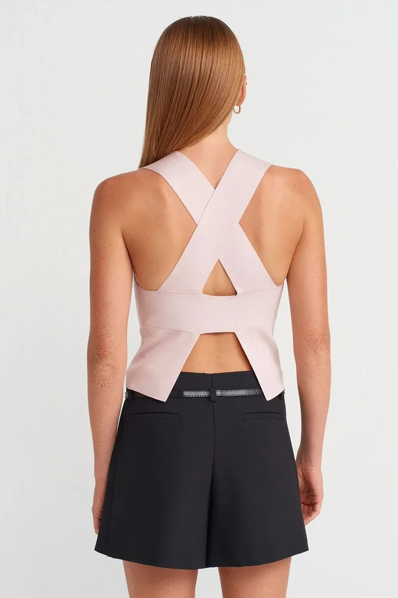 Dilvin Blush Pink DILVIN Sleeveless Cut-Out Knit Blouse for Women | Best Price UAE