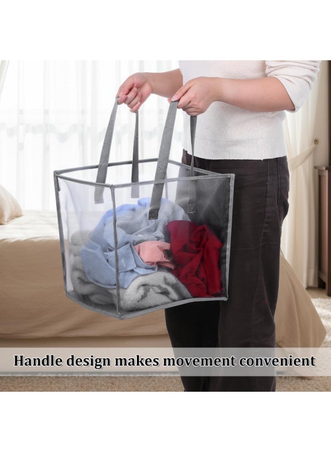Foldable Laundry Hamper 13 Inch, Small Foldable Mesh Laundry Baskets Mesh Foldable Laundry-Hampers Storage with Handle for Laundry-Storage, Kids Toy, College Dorm or Travel(Grey) - Image 4