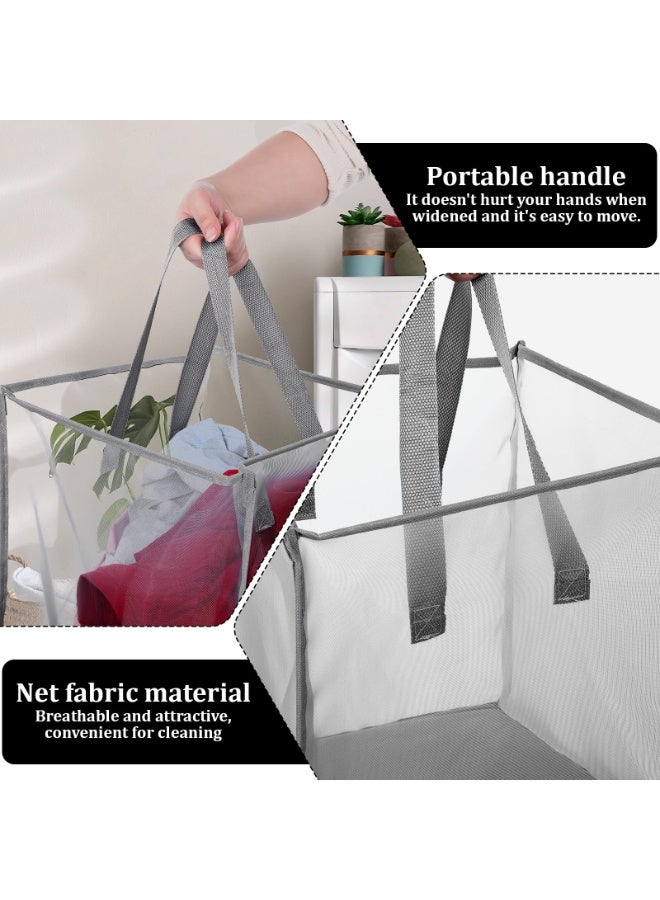 Foldable Laundry Hamper 13 Inch, Small Foldable Mesh Laundry Baskets Mesh Foldable Laundry-Hampers Storage with Handle for Laundry-Storage, Kids Toy, College Dorm or Travel(Grey) - Image 2