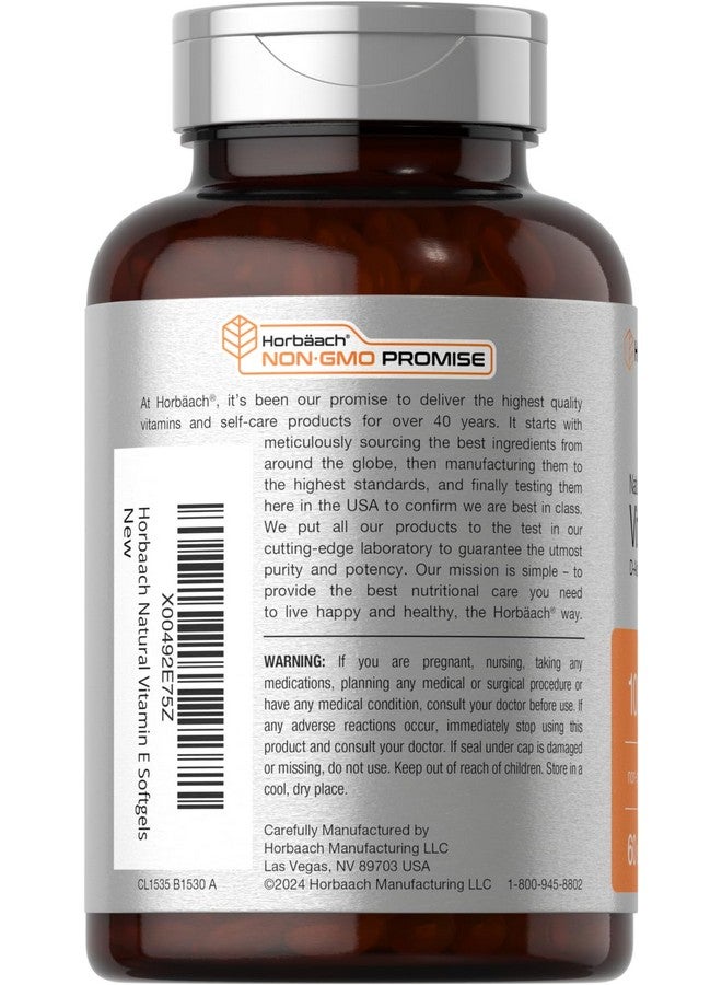 Horbäach Horbäach Vitamin E 1000 iu Softgels | 671mg | 60 Count | Non-GMO and Gluten Free Naturally-Sourced Formula | D-Alpha Tocopherol - Image 3