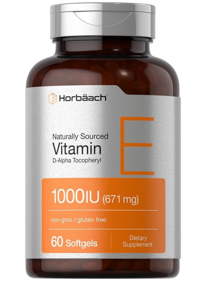 Horbäach Horbäach Vitamin E 1000 iu Softgels | 671mg | 60 Count | Non-GMO and Gluten Free Naturally-Sourced Formula | D-Alpha Tocopherol - Image 1