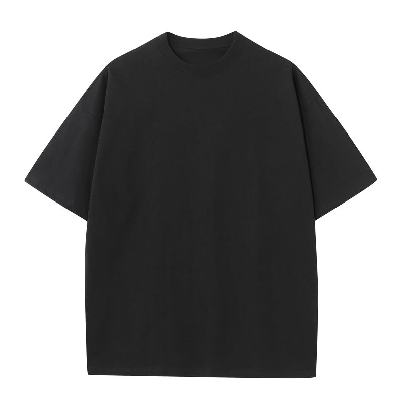 KEEPSHOWING Men's Oversized T-Shirts Cotton Unisex Short Sleeve Tshirts Crew Neck Loose Basic Tops Solid Athletic Tee(BK XL) Black - Image 1