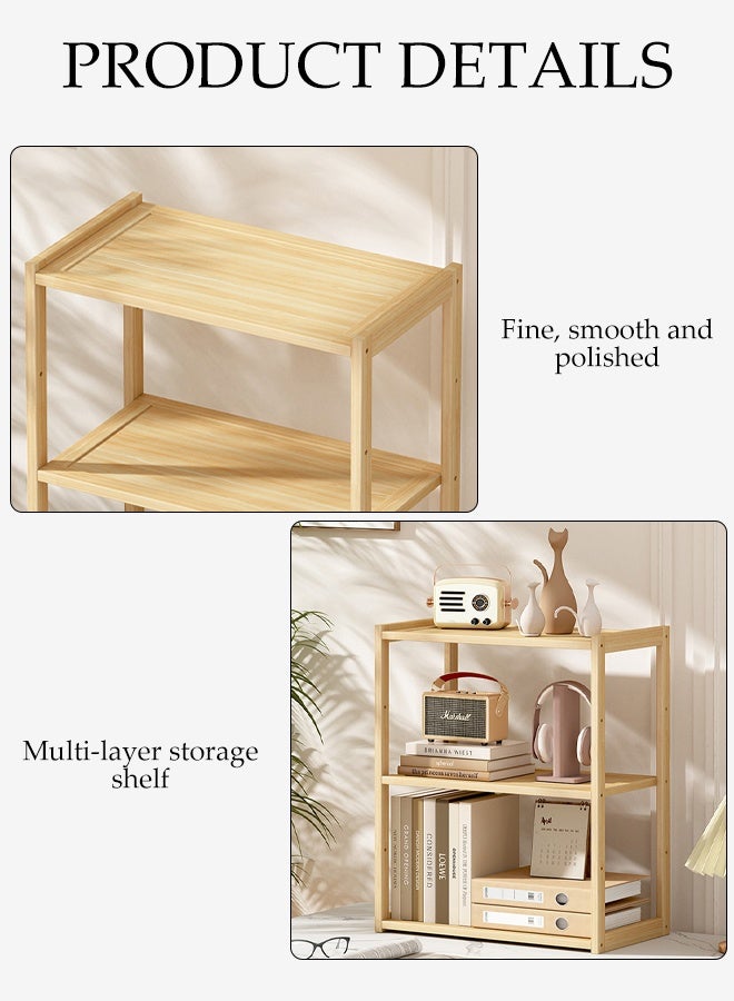 DUNISO Wooden Tabletop Bookshelf,Small Bookcases for Magazine Books CDs,Book Rack Desk Book Organizer in Living Room/Office/Bedroom (Burlywood) - Image 3