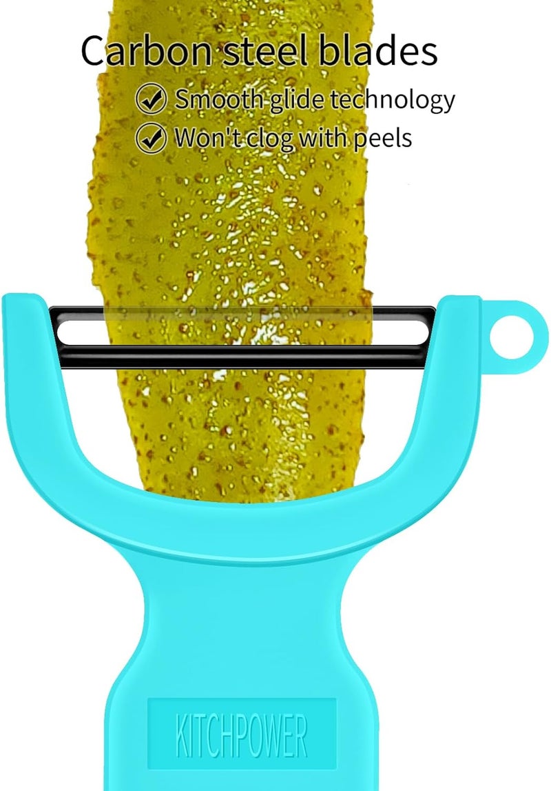 KITCHPOWER Original Vegetable Peeler, Potato Peelers for kitchen Carbon Steel Blade 3-Pack Orange/Blue/Yellow - Image 5