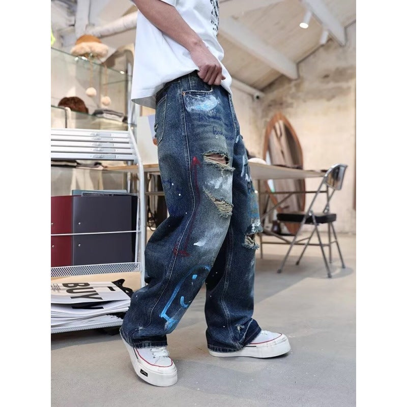 Unisex Classic Denim Jeans Loose Fit Daily Outdoor Wear - Image 1