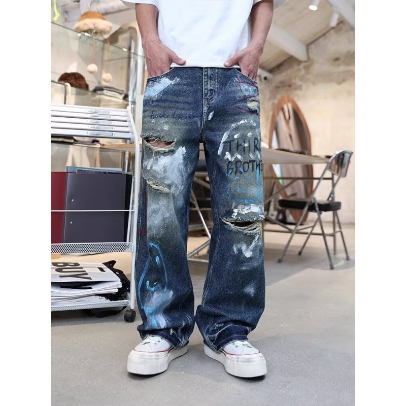 Unisex Classic Denim Jeans Loose Fit Daily Outdoor Wear - Image 2