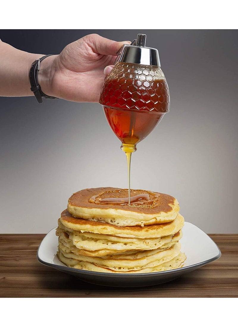 Honey Dispenser, Honey Comb Shaped Honey Pot with Stand, No Drip Honey Dispenser for Honey Syrup Sugar Sauces Jar, Syrup Bottle with Non Slip Stand 8OZ - Image 5