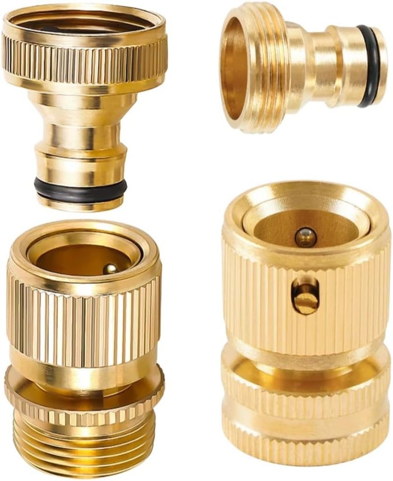 SWIUKPHE Premium Brass Garden Hose Tap Connector Set: 3/4 inch Expandable Male and Female Adaptors, Quick Connect Hose End Connector, and Spray Nozzle, Garden Hose Connector - Image 1