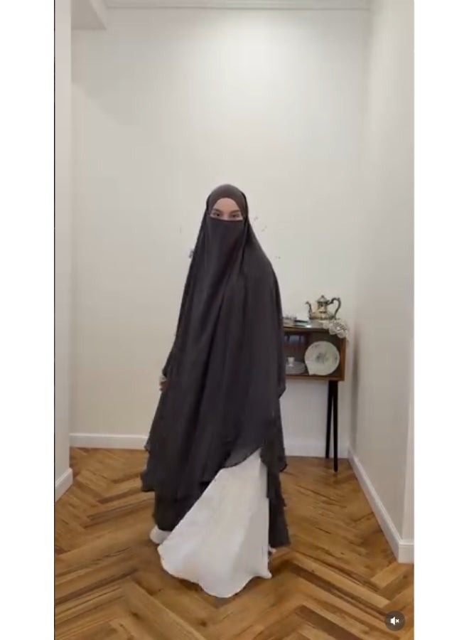 طبقة مزدوجة الشيفون الحجاب الطويل ناعم وخفيف الوزن تناسب بشكل مثالي الحجاب الرأسي - Image 4