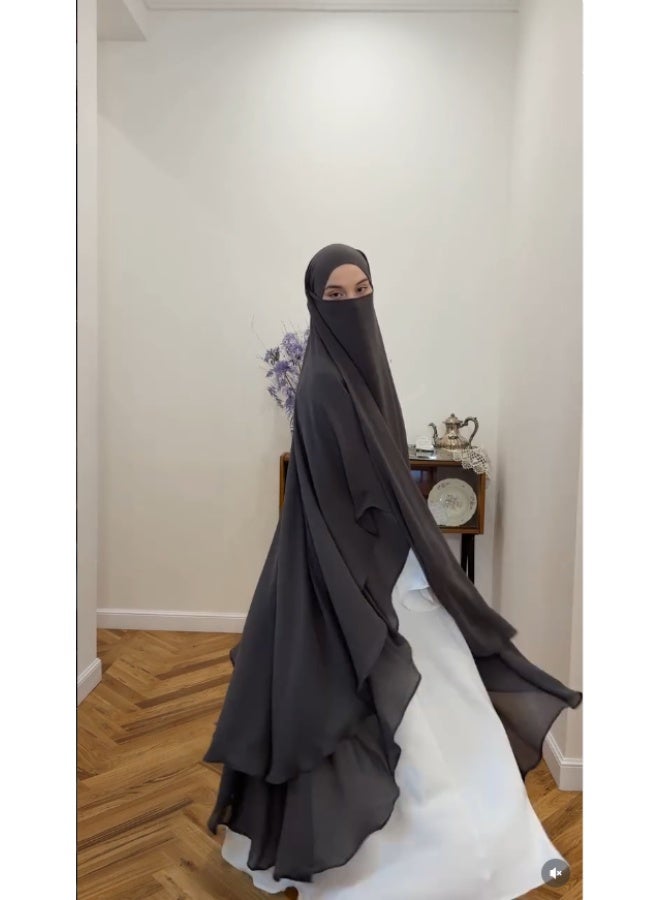 طبقة مزدوجة الشيفون الحجاب الطويل ناعم وخفيف الوزن تناسب بشكل مثالي الحجاب الرأسي - Image 1