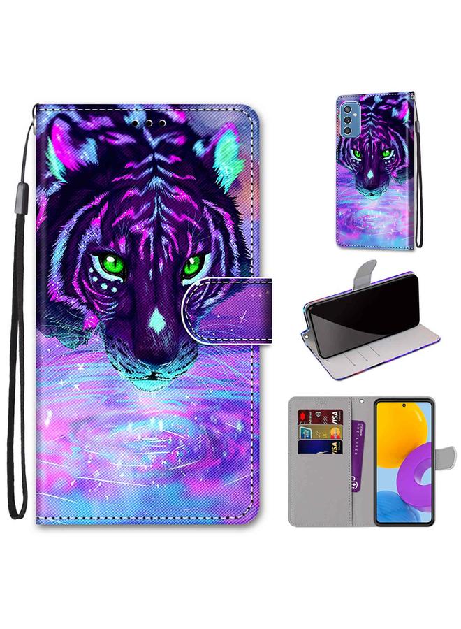 S-TOP Case For Samsung Galaxy M52 5G Coloured Drawing Cross Texture Horizontal Flip Leather Phone Case with Holder & Card Slots & Wallet & Lanyard - Image 1