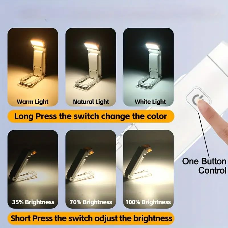 Niwlix Book Reading Light with Clip for Night Reading for Students USB Charging Portable Foldable, Warm and Cool Colors with Eye Protection Feature, 3 Adjustable Brightness Levels, Clip-on Book Lamp - Image 3