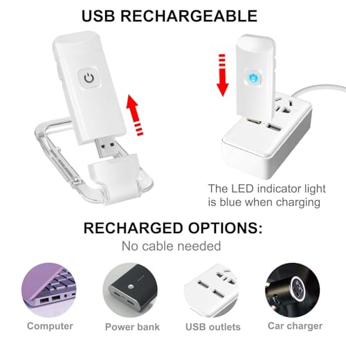 Niwlix Book Reading Light with Clip for Night Reading for Students USB Charging Portable Foldable, Warm and Cool Colors with Eye Protection Feature, 3 Adjustable Brightness Levels, Clip-on Book Lamp - Image 4