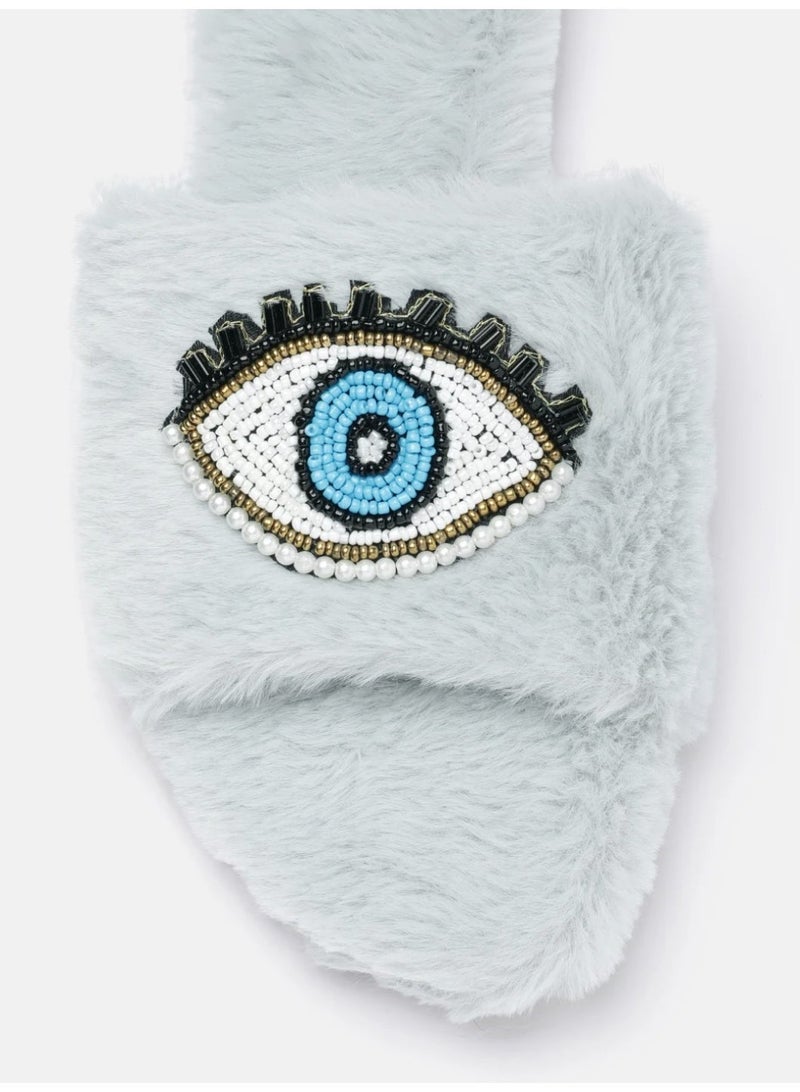 ZORIWORLD Buttereye Chic Indoor Slipper Slides Soft Vegan Fur & Lightweight Cushioned Sole Hand-Beaded Design - Image 3