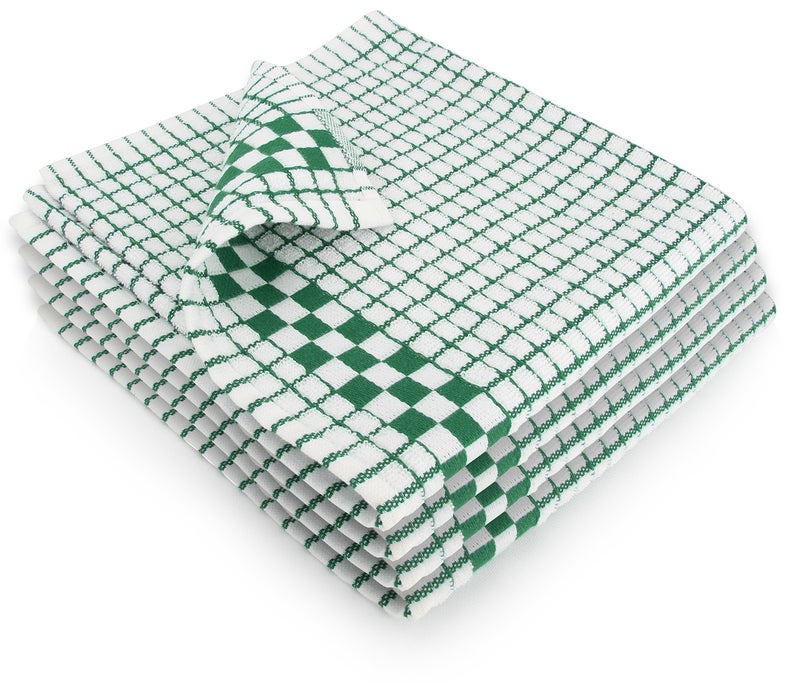Fecido Classic Kitchen Dish Towels with Hanging Loop  Set of 4 Dark Green