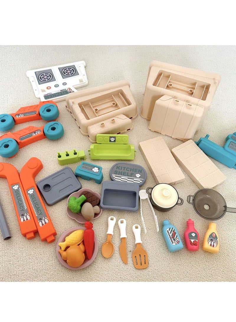 جني ثروة طقم لعبة التظاهر بعربة تسوق 2 في 1 لعبة مطبخ للأطفال مع وضعين يمكن تحويلهما بحرية - Image 4