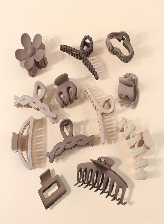 GLIMM Hair Claw Clips for Women Girls Strong Hold Clamps for Thick & Thin Hair, Matte Nonslip Jaw Clips, Neutral Clutures, Everyday Styling, Ponytail Holder, Multicolor 10PCS - Image 1