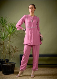 Embroidered Panel Shirt & Palazzo Set by Styli