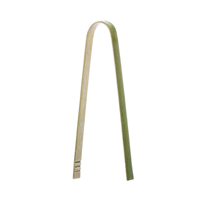 Party Essentials Bamboo Disposable Green Mini Tongs Toast Serving Utensils 6 Length 50Count Natural