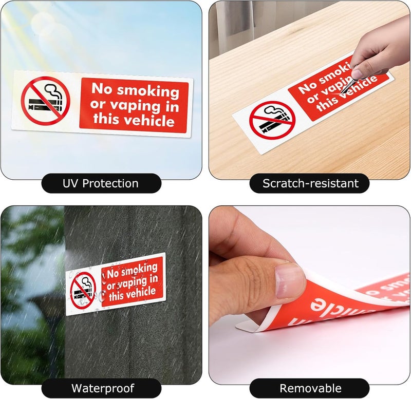 ARS 10 Pack No Smoking or Vaping in This Vehicle Sticker 150×50mm Vinyl Removable Waterproof Self Adhesive Car Decal for Vehicle Window - Image 5