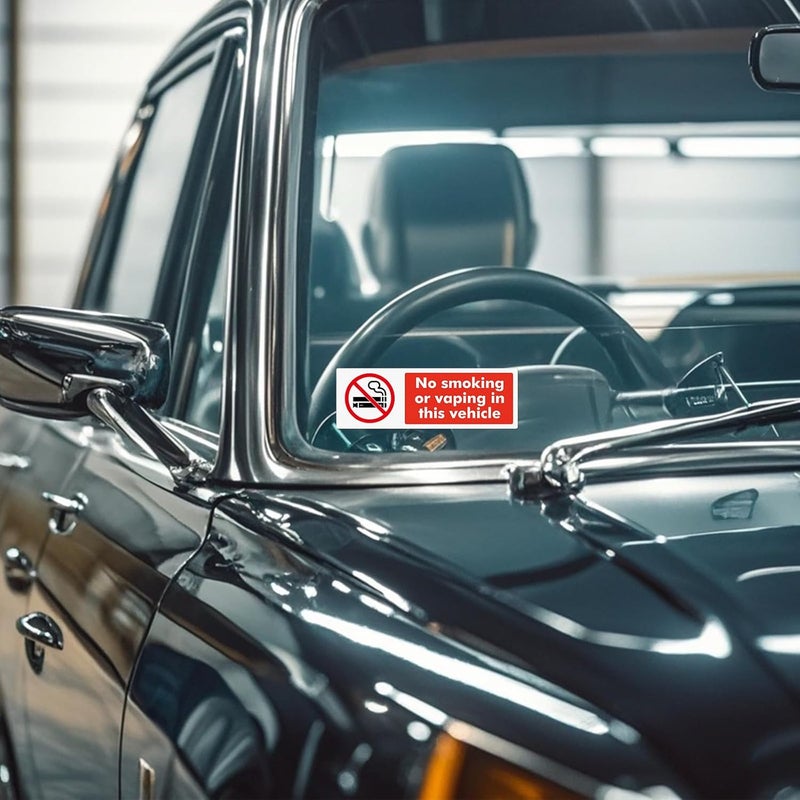 ARS 10 Pack No Smoking or Vaping in This Vehicle Sticker 150×50mm Vinyl Removable Waterproof Self Adhesive Car Decal for Vehicle Window - Image 4