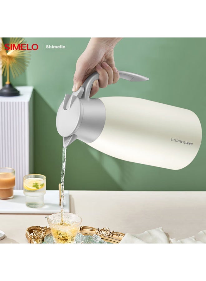 Simelo Insulated Thermos For Home Use, 316 Stainless Steel Inner Liner, Hot Water Kettle, 2.0l, Elegant White - Image 1