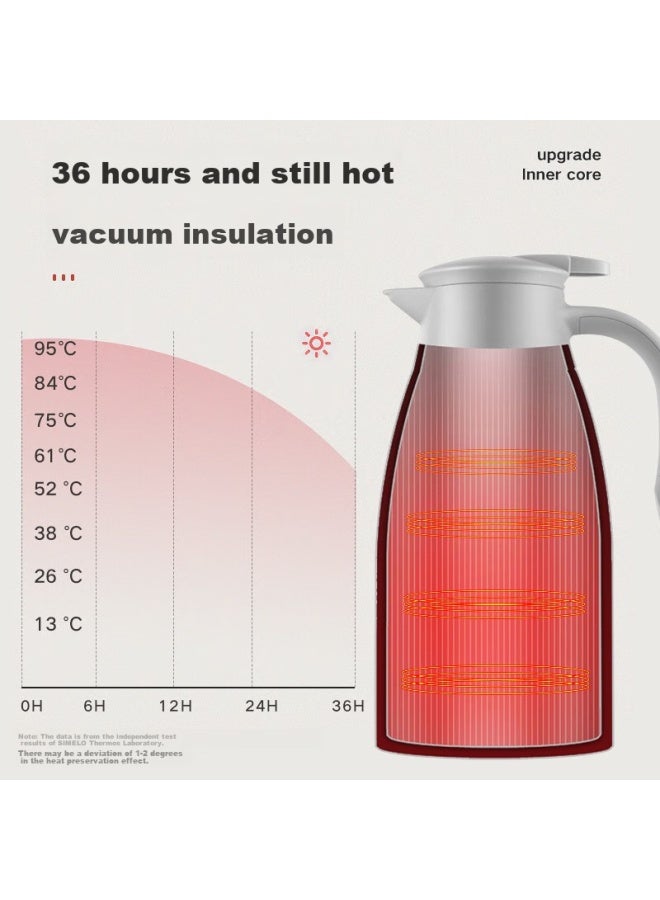 Simelo Insulated Thermos For Home Use, 316 Stainless Steel Inner Liner, Hot Water Kettle, 2.0l, Elegant White - Image 2
