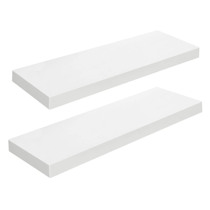 HOOBRO Floating Shelves for Wall Wall Mounted Shelf Set of 2 236 Hanging Shelf with Invisible Brackets for Wall in Bathroom Bedroom Toilet Kitchen Living Room Office White WT60BJ01