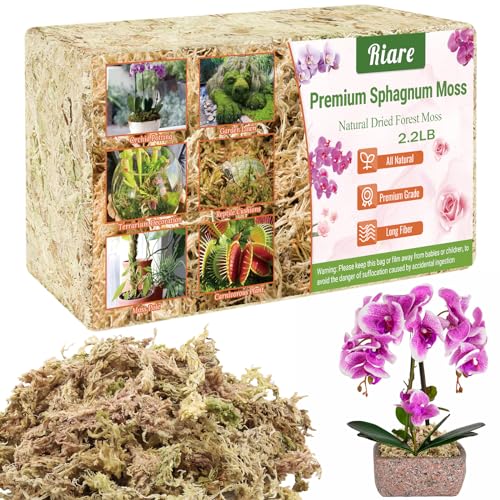 Riare 2.2 LB Premium Sphagnum Moss for Plants- 40QT Natural Long Fibered Sphagnum Peat Moss for Plants Indoor, Succulent Orchid Potting Mix for Orchids Carnivorous, Succulent and Reptiles - Image 1