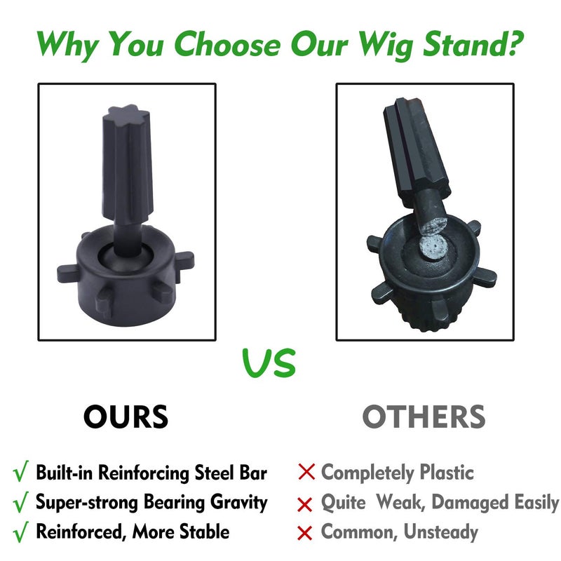 Klvied Reinforced Wig Stand Tripod Mannequin Head Stand, Adjustable Holder for Cosmetology Hairdressing Training with T-with Caps, T-Pins, Comb, Hair Clip, Carrying Bag - Image 3