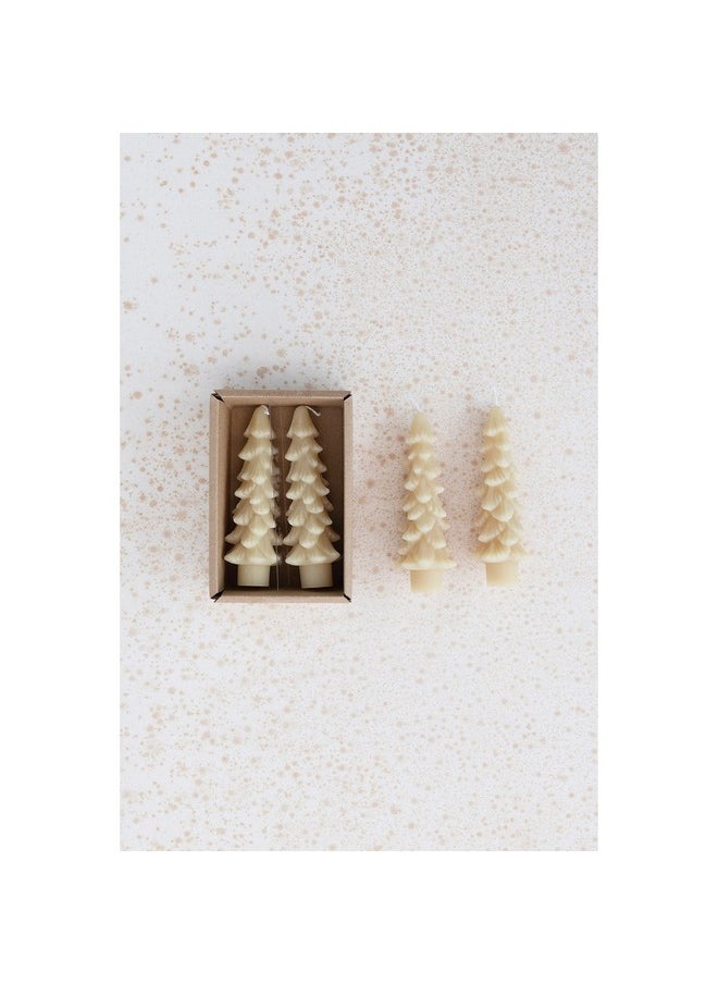 Creative Co-op Creative Co-Op Unscented Tree Shaped Taper Candles, Eggnog, Boxed Set of 2 , 5"  - Image 2