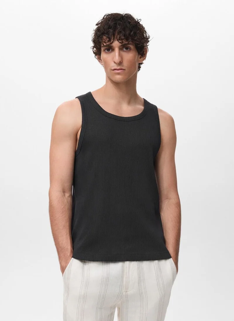 Mango Man Slim-fit ribbed tank top