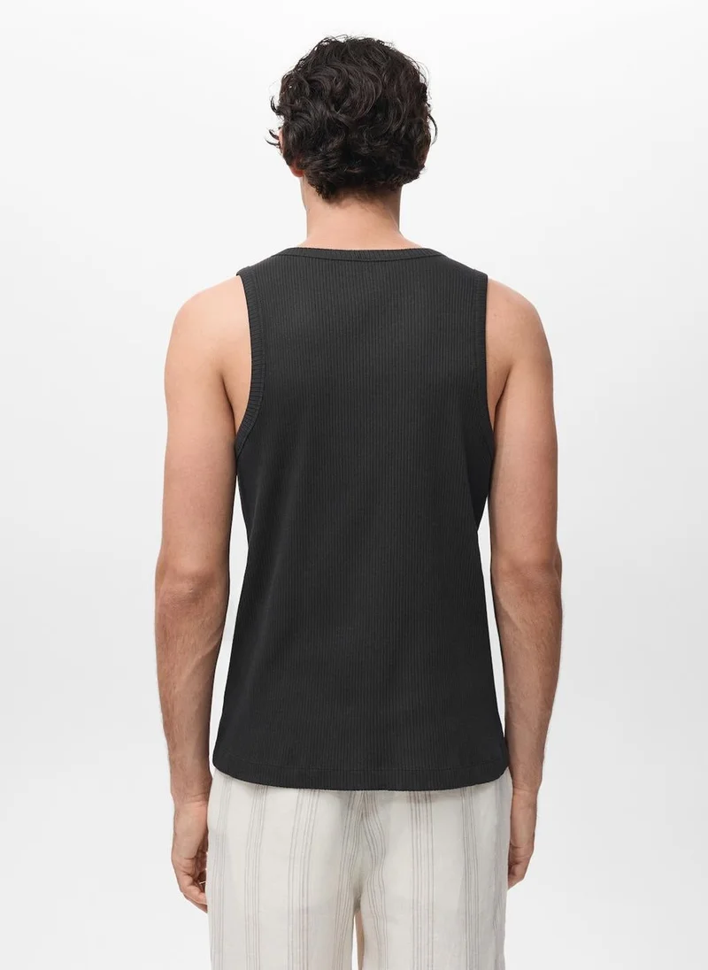 Mango Man Slim-fit ribbed tank top