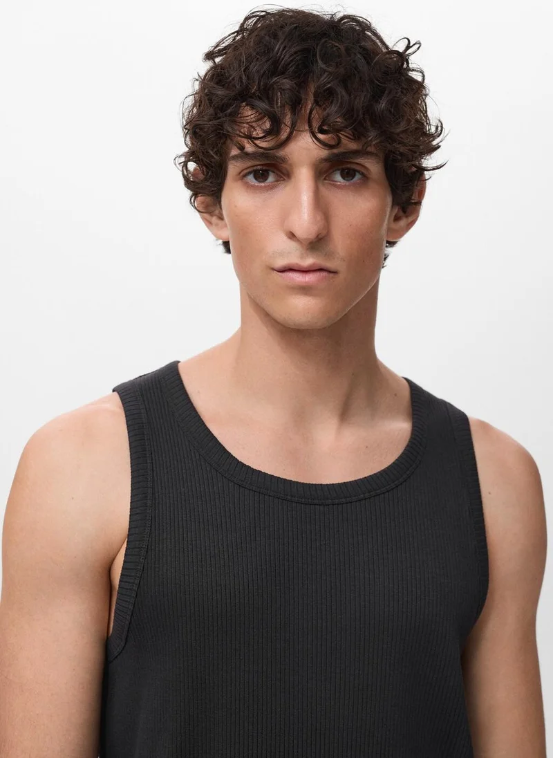 Mango Man Slim-fit ribbed tank top
