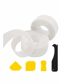 KASTWAVE Silicone Sealant Remover, 2 Rolls Bath Sealant Strip and 4 Silicone Scraper Tool, Bathtub Sealant Tape Waterproof Tape Sealant Caulk Tool  - Image 1