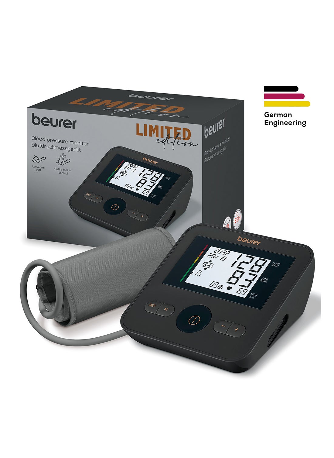 Beurer BM 27+ Limited Edition Upper Arm Blood Pressure Monitor Fully Automatic Measurement Universal Cuff Irregular Heartbeat Detection 4 User Profiles 