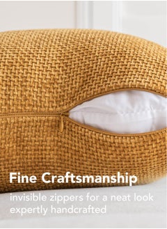 a moment Mustard Yellow Chenille Cushion Cover Throw Pillow Covers Pack of 2 Modern Decorative Throw Pillow Covers Farmhouse Cross Throw Pillow Covers  - Image 3