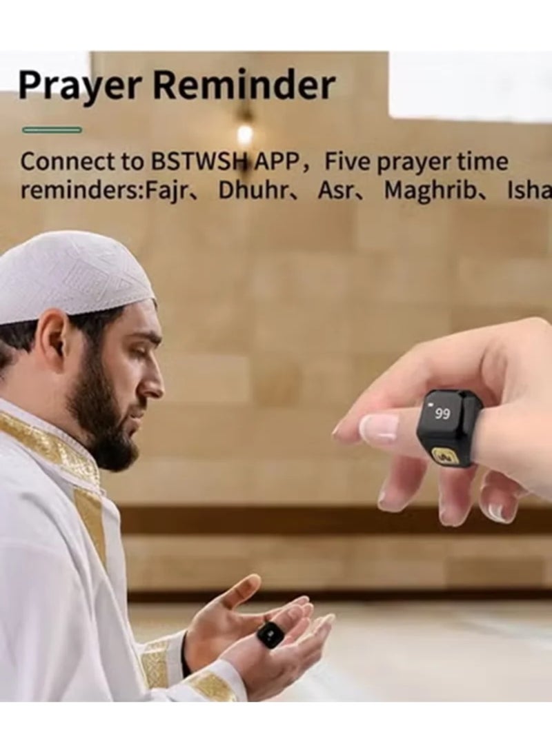 BSTWSH 20mm Smart Remembrance Ring - Digital Tasbih Counter with OLED Display, Bluetooth App, Vibration Alerts, Step Tracker - Image 4