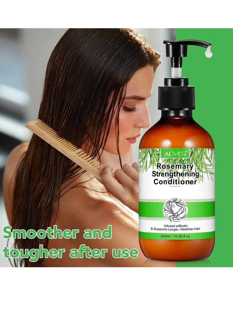 ALIVER 300ml Rosemary Strengthening Conditioner Biotin Infused Conditioner Nourishes Moisturizes Strengthens Healthy Scalp Promote Hair Growth Hair Conditioner with Coconut and Olive Rosemary Conditioner - Image 3