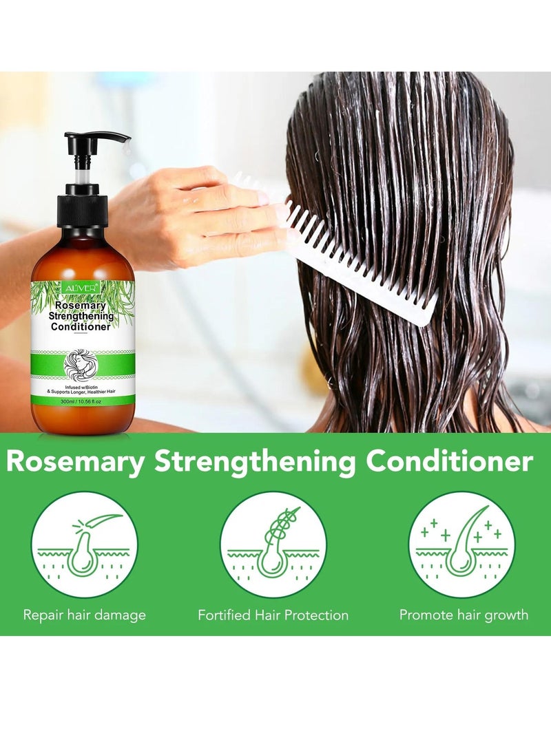 ALIVER 300ml Rosemary Strengthening Conditioner Biotin Infused Conditioner Nourishes Moisturizes Strengthens Healthy Scalp Promote Hair Growth Hair Conditioner with Coconut and Olive Rosemary Conditioner - Image 5