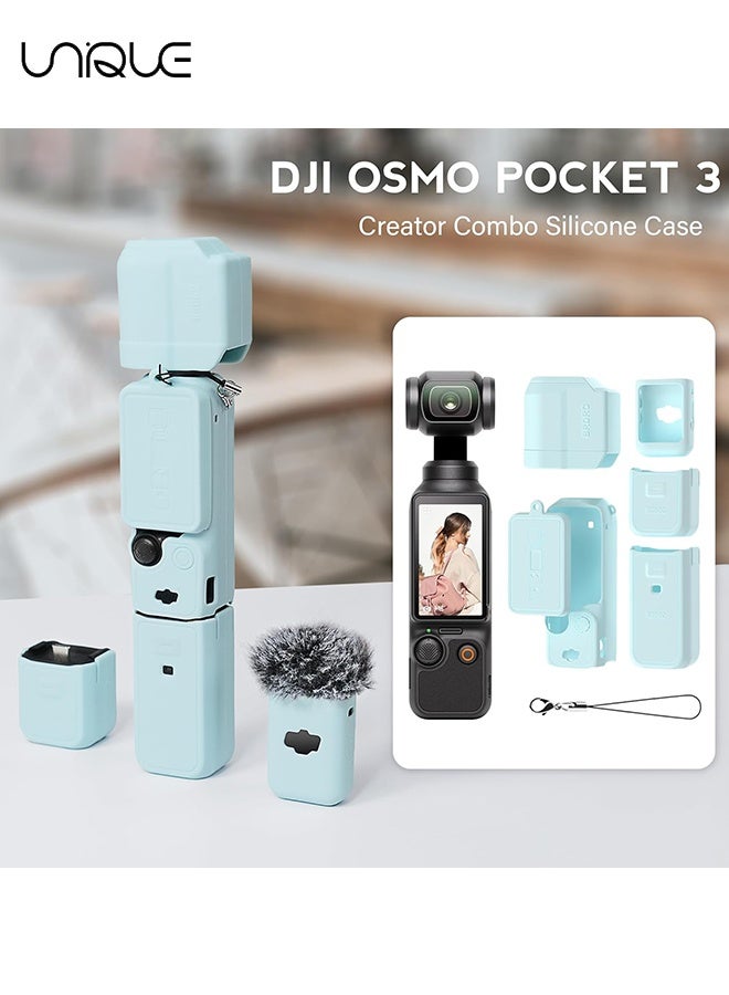 Unique Suitable for DJI OSMO Pocket 3 Case - Silicone Protective Case Cover - Lens Cover Compatible with DJI OSMO Pocket 3 - Screen Protector Grip Cover Accessories - Shockproof, Anti-Slip, Dustproof - Blue - Image 3