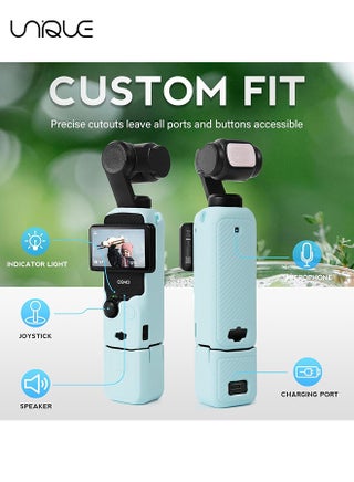 مناسب لحافظة DJI OSMO Pocket 3 - غطاء واقي من السيليكون - غطاء عدسة متوافق مع DJI OSMO Pocket 3 - ملحقات غطاء قبضة واقي الشاشة - مقاوم للصدمات ، مضاد للانزلاق ، مقاوم للغبار - أزرق - view 4