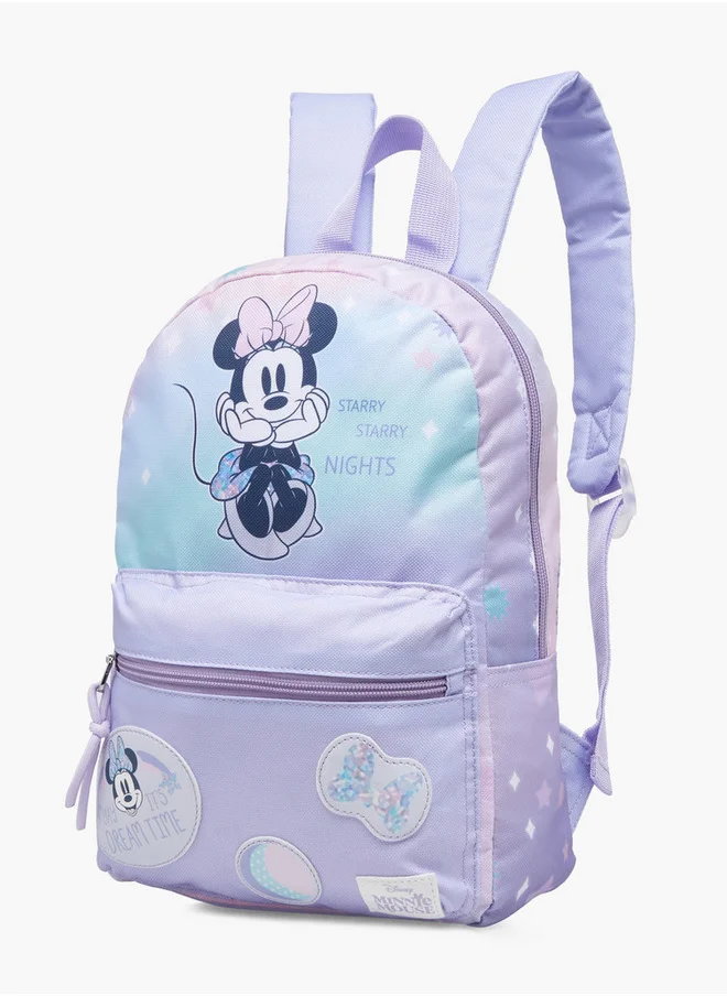 Disney Girls Minnie Mouse Print School Backpack with Adjustable Shoulder Straps and Zip Closure - 33x25x10 cm