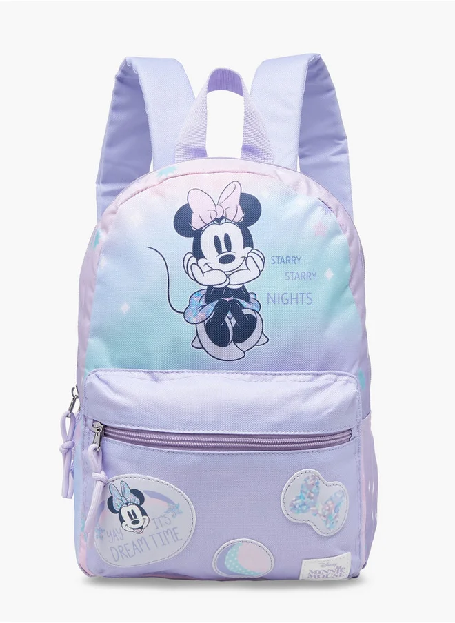Disney Girls Minnie Mouse Print School Backpack with Adjustable Shoulder Straps and Zip Closure - 33x25x10 cm