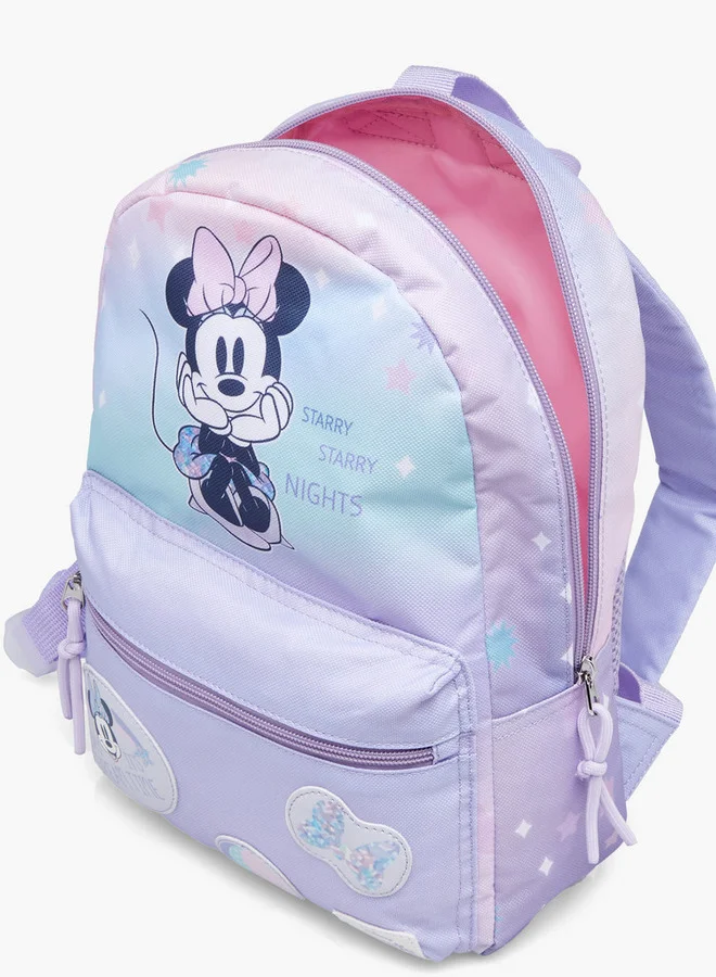 Disney Girls Minnie Mouse Print School Backpack with Adjustable Shoulder Straps and Zip Closure - 33x25x10 cm