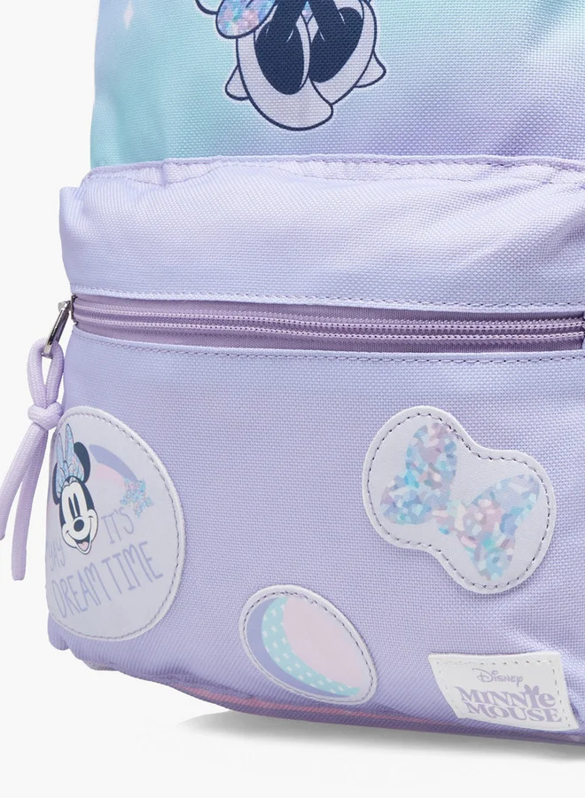 Disney Girls Minnie Mouse Print School Backpack with Adjustable Shoulder Straps and Zip Closure - 33x25x10 cm