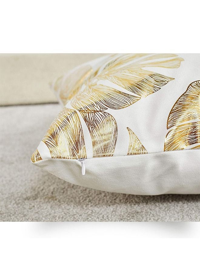 Generic - 4PCS Decorative Throw Pillow Case Cushion Cover Gold Stamping Leaves 18 x 18 inches 45 x 45 cm for Couch Bedroom Car - Image 1