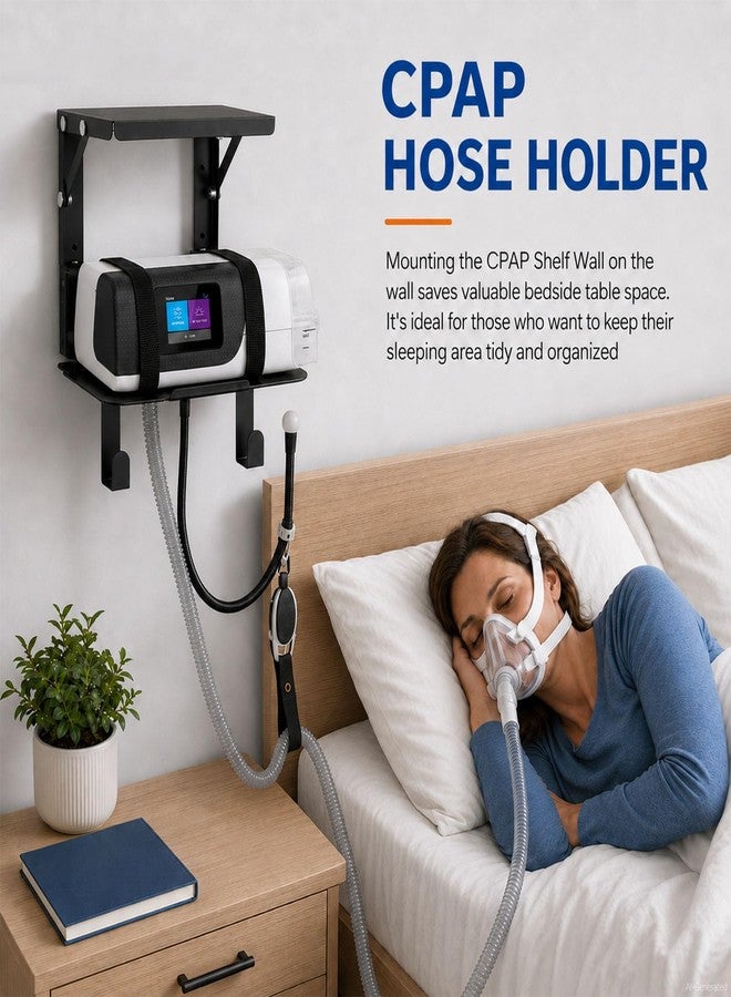 Vornalex Upgraded CPAP Shelf Wall Mount, 2-Tier Organizer for ResMed AirSense 10 & 11 | with Tube Cleaning Brush Adjustable Angle Cpap Hose Hanger & Mask Hook, Avoids Hose Tangle, Cpap Stand Bedside - Image 5